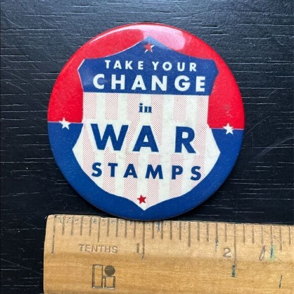 Vintage War Stamps Pin Badge - Picture 4 of 4